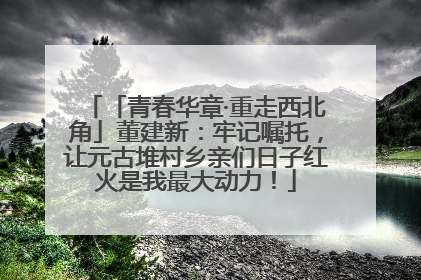 「青春华章·重走西北角」董建新：牢记嘱托，让元古堆村乡亲们日子红火是我最大动力！