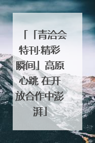 「青洽会特刊·精彩瞬间」高原心跳 在开放合作中澎湃
