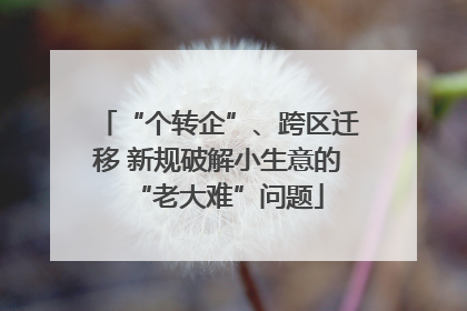 “个转企”、跨区迁移 新规破解小生意的“老大难”问题