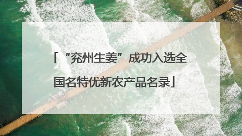 “兖州生姜”成功入选全国名特优新农产品名录