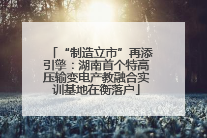 “制造立市”再添引擎：湖南首个特高压输变电产教融合实训基地在衡落户