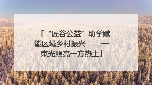 “匠谷公益”助学赋能区域乡村振兴——一束光照亮一方热土