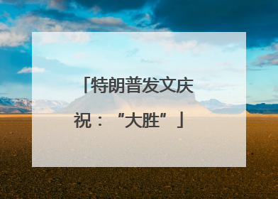 特朗普发文庆祝：“大胜”