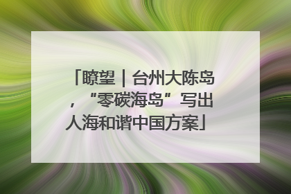 瞭望｜台州大陈岛，“零碳海岛”写出人海和谐中国方案