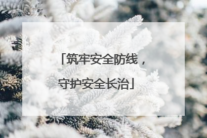 筑牢安全防线，守护安全长治