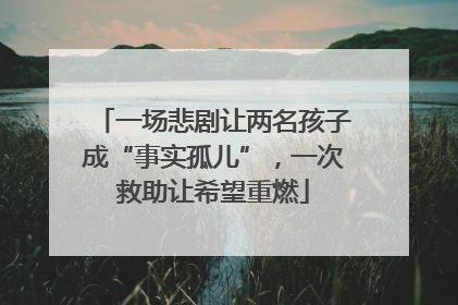 一场悲剧让两名孩子成“事实孤儿”，一次救助让希望重燃