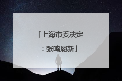 上海市委决定：张鸣履新
