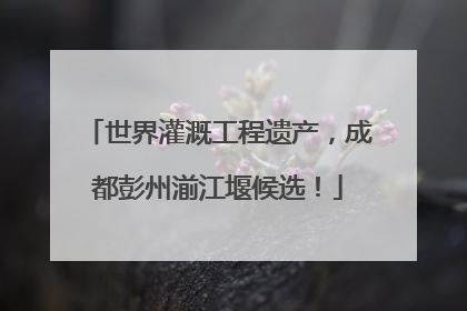 世界灌溉工程遗产，成都彭州湔江堰候选！