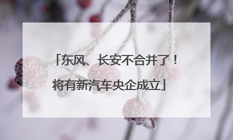 东风、长安不合并了！将有新汽车央企成立