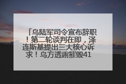 乌陆军司令宣布辞职！第二轮谈判在即，泽连斯基提出三大核心诉求！乌方透露摧毁41架俄战略轰炸机