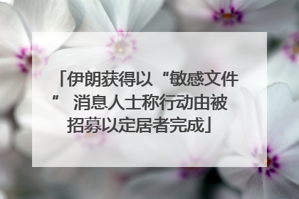 伊朗获得以“敏感文件” 消息人士称行动由被招募以定居者完成