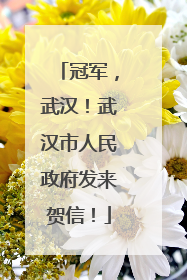 冠军，武汉！武汉市人民政府发来贺信！
