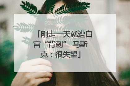 刚走一天就遭白宫“背刺” 马斯克：很失望