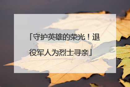 守护英雄的荣光！退役军人为烈士寻亲