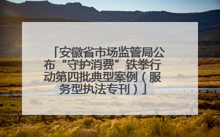 安徽省市场监管局公布“守护消费”铁拳行动第四批典型案例（服务型执法专刊）