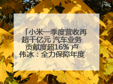 小米一季度营收再超千亿元 汽车业务贡献度超16% 卢伟冰：全力保障年度交付目标实现