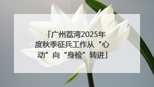 广州荔湾2025年度秋季征兵工作从“心动”向“身检”转进