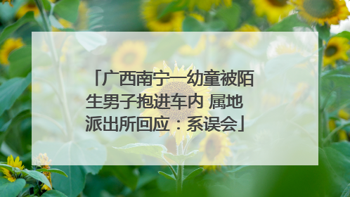 广西南宁一幼童被陌生男子抱进车内 属地派出所回应：系误会