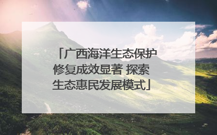 广西海洋生态保护修复成效显著 探索生态惠民发展模式