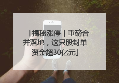 揭秘涨停｜重磅合并落地，这只股封单资金超30亿元