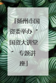 扬州市国资委举办“国资大讲堂” 专题讲座