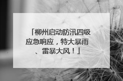 柳州启动防汛四级应急响应，特大暴雨、雷暴大风！