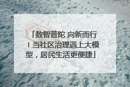 数智普陀 向新而行〡当社区治理遇上大模型，居民生活更便捷