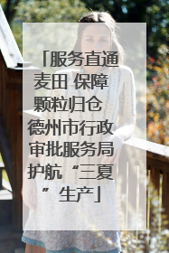 服务直通麦田 保障颗粒归仓 德州市行政审批服务局护航“三夏”生产