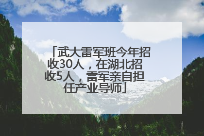 武大雷军班今年招收30人，在湖北招收5人，雷军亲自担任产业导师