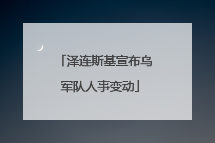 泽连斯基宣布乌军队人事变动