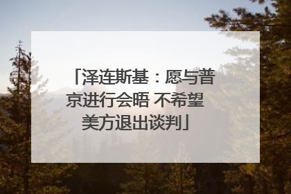 泽连斯基：愿与普京进行会晤 不希望美方退出谈判