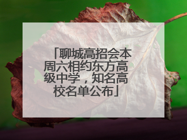 聊城高招会本周六相约东方高级中学，知名高校名单公布