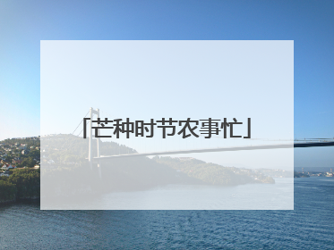 芒种时节农事忙