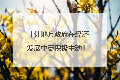 让地方政府在经济发展中更积极主动