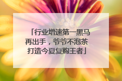 行业增速第一黑马再出手，爷爷不泡茶打造今夏复购王者