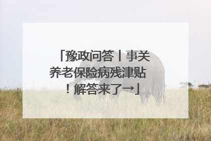 豫政问答丨事关养老保险病残津贴！解答来了→