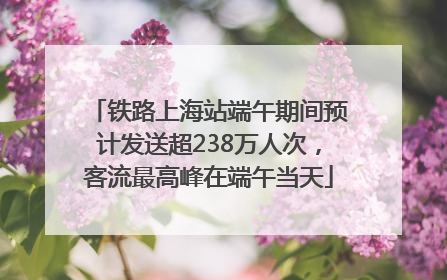 铁路上海站端午期间预计发送超238万人次，客流最高峰在端午当天