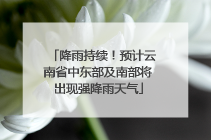 降雨持续！预计云南省中东部及南部将出现强降雨天气